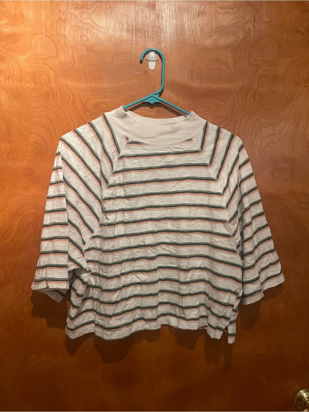 Universal Thread Striped Boxy Long-Sleeve Top in White and Green